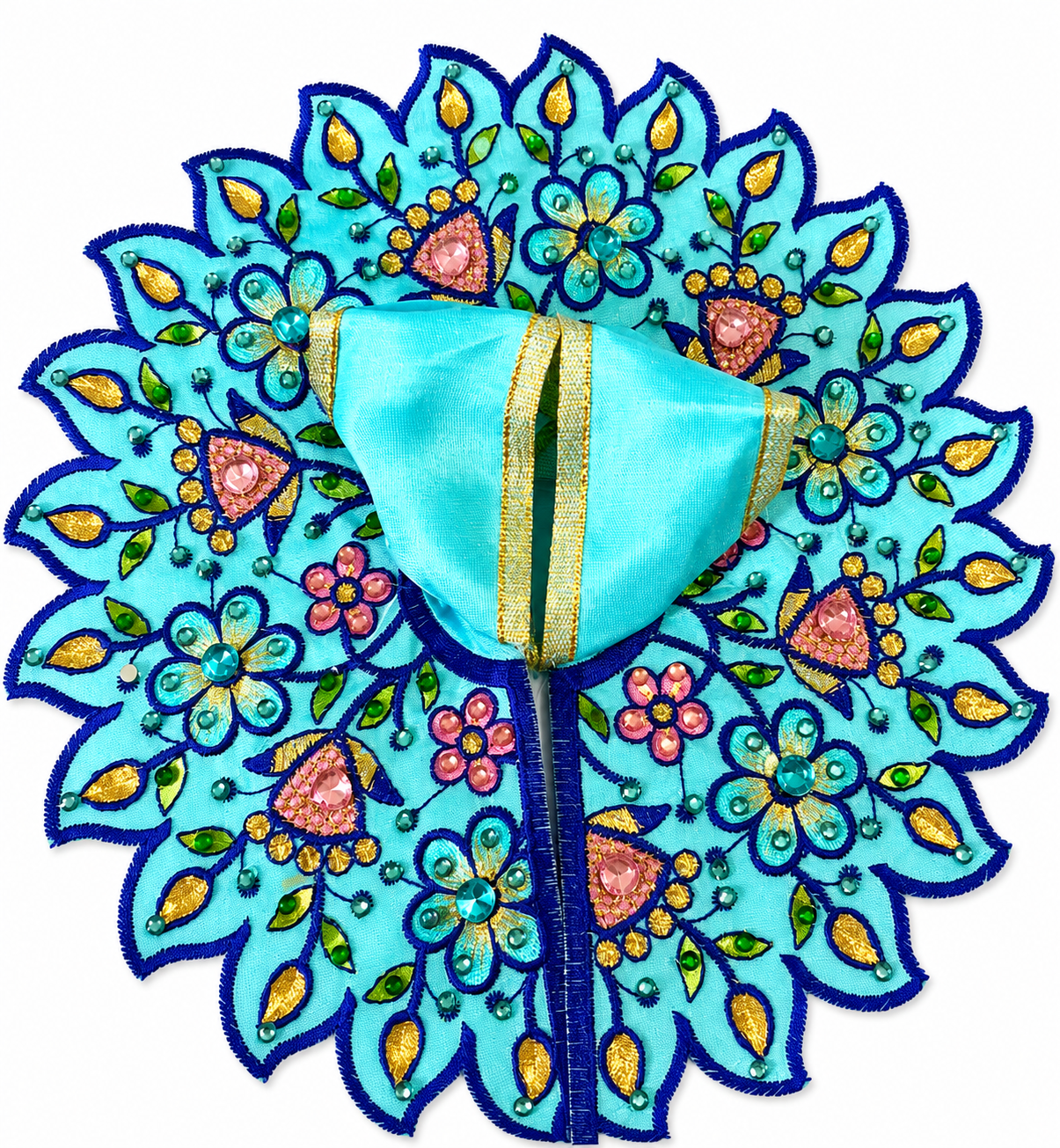 Blue Floral Embroidered Laddu Gopal Poshak Dress
