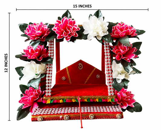 Handcrafted Floral Jhula for Laddu Gopal Ji | Royal Decorative Kanha Ji Swing