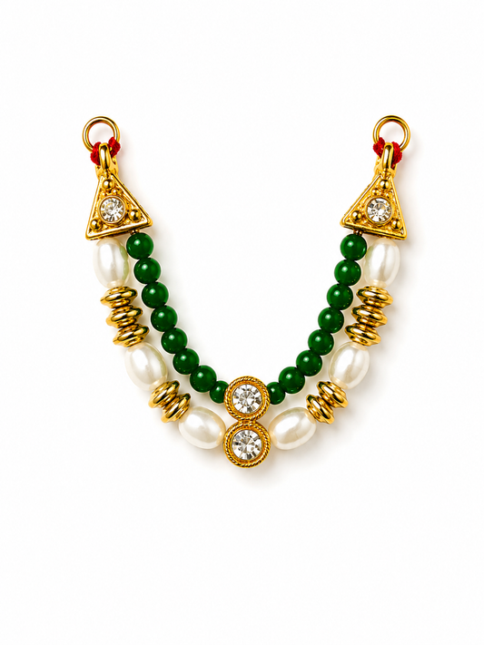Green Beaded Pearl Pendant | Traditional Ethnic Jewelry