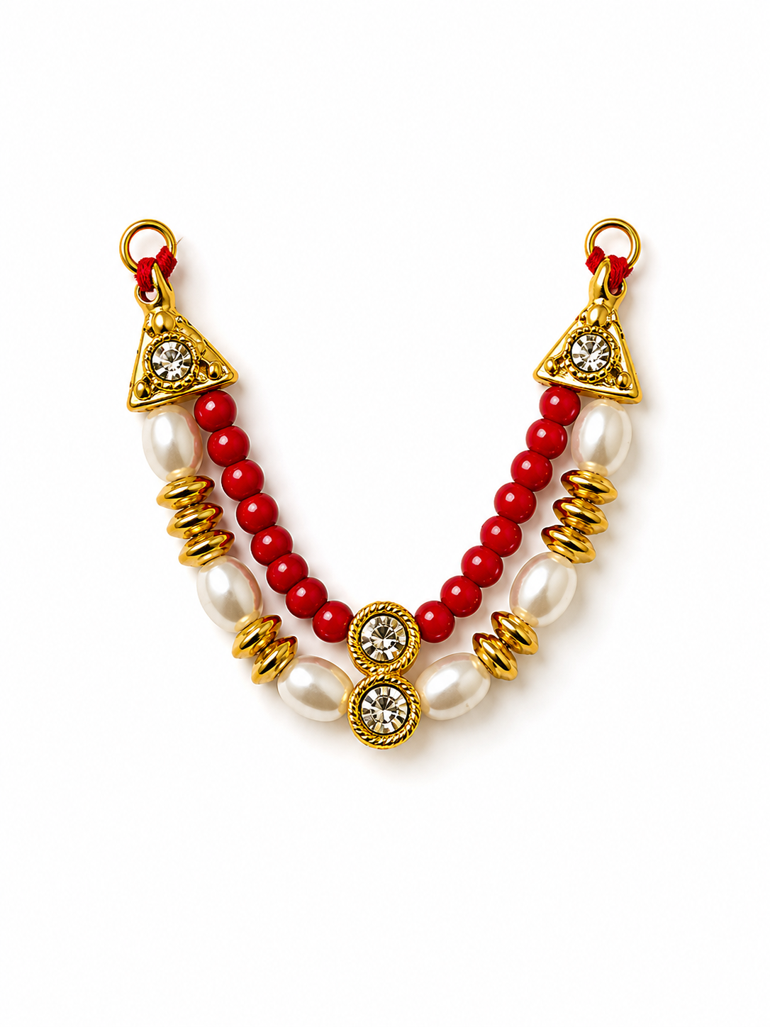 Handmade Pearl & Red Bead Ethnic Pendant