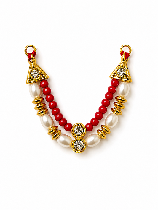 Handmade Pearl & Red Bead Ethnic Pendant
