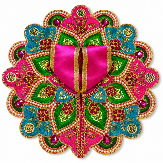 Pink Floral Embroidered Laddu Gopal Dress | Handmade Krishna Poshak