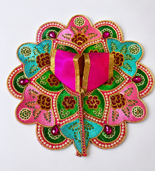 Pink Multicolor Designer Laddu Gopal Poshak | Handmade Krishna Dress