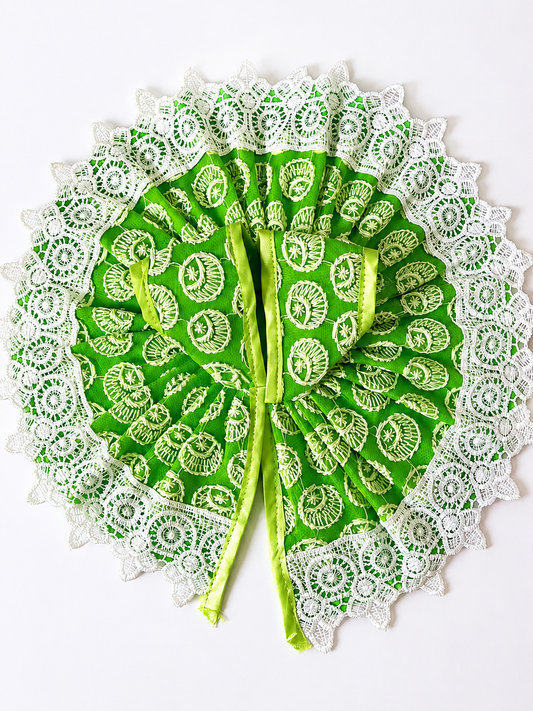 Green Lace Laddu Gopal Dress | Handmade Cotton Krishna Poshak