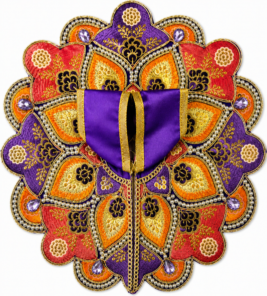 Purple Designer Laddu Gopal Poshak | Handmade Krishna Dress with Stone Work