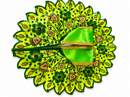 Green Handmade Embroidered Laddu Gopal Dress | Designer Krishna Poshak
