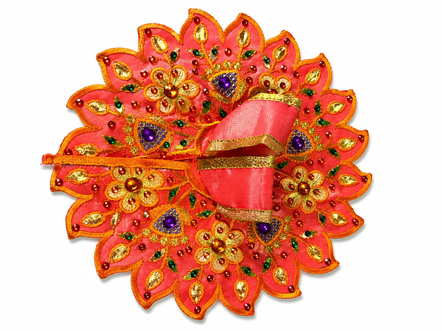Orange Embroidered Laddu Gopal Poshak Dress