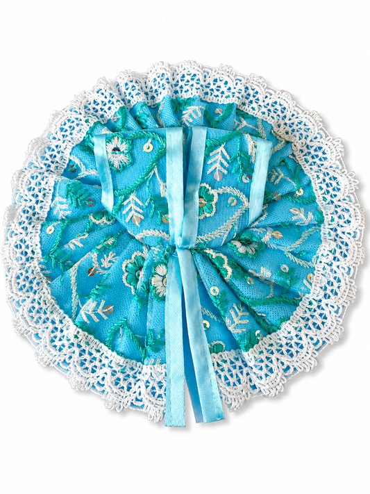 Sky Blue Lace Laddu Gopal Poshak for Krishna Idol