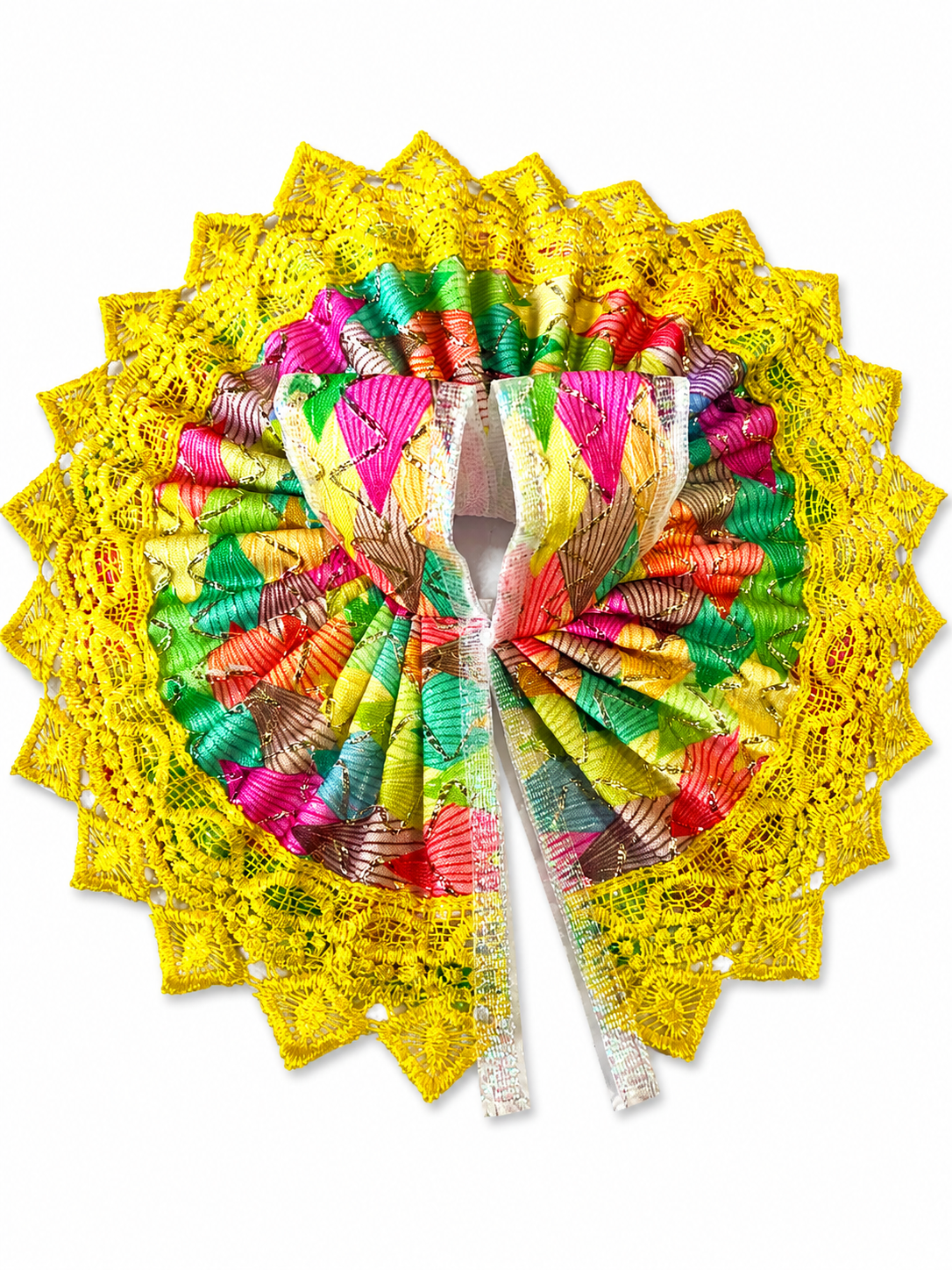 Yellow Designer Laddu Gopal Poshak with Lace Border