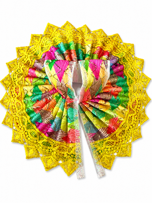 Yellow Designer Laddu Gopal Poshak with Lace Border