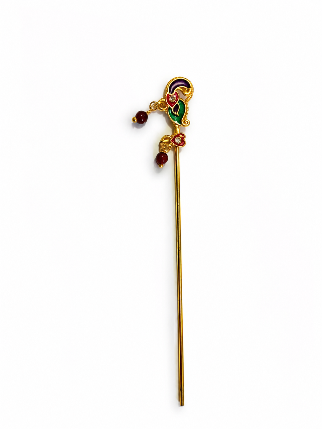 Meenakari Laddu Gopal Murli with Beads – Gold Finish