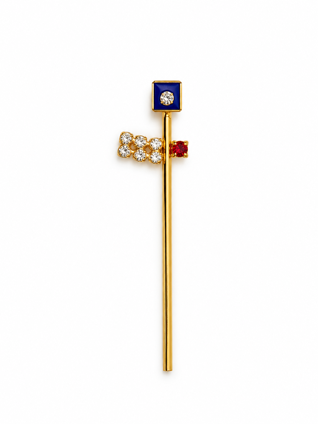 Blue Square Stone Laddu Gopal Murli – Gold Finish