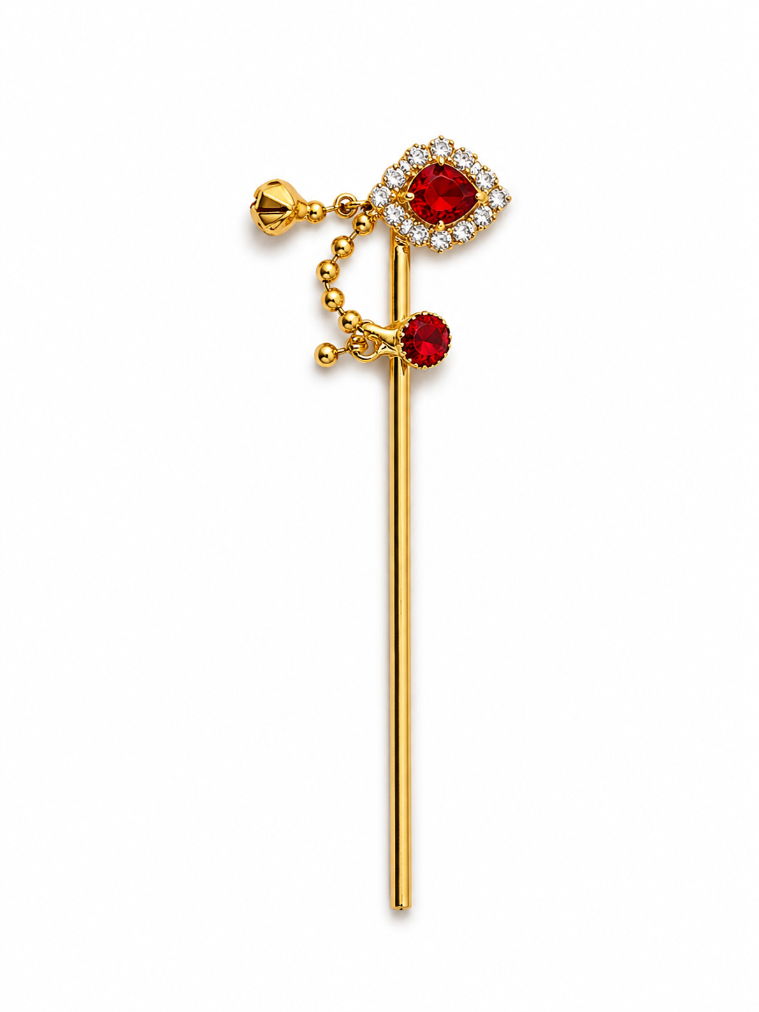 Red Crystal Laddu Gopal Murli with Hanging Charms