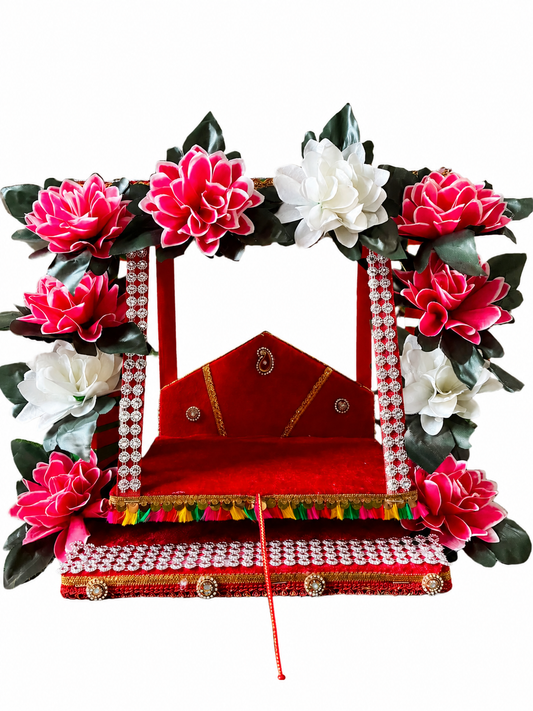 Handcrafted Floral Jhula for Laddu Gopal Ji | Royal Decorative Kanha Ji Swing